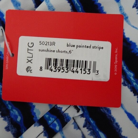 Spanx Sunshine Shorts Women's Size XL Blue White Stripe Pull On Slimming - Picture 8 of 8